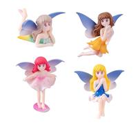 4 Pcs Fairy Garden Ornaments Outdoor, Fairy Garden Accessories, Fairy Garden, Small Fairy Figures Miniature Figurines Little Plastic Fairys Cake Topper Decorations Mini Statues Gifts