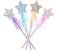 4 Pcs Fairy Wand,Magic Wands for Kids,Princess Wand Glitter Fairys Sparkle Star,Princess Accessories Fairy Kit Princesses Costume Role Play Props,Play Props for Birthday Halloween Christmas Party