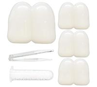 4 PCS Fake Buck Teeth for Witch Winnie Clown Bunny Costume Halloween Costume Accessories, 17 mm Teeth Caps Big Buck Teeth for Men Women Boys Girls Cosplay Party Beige White, Beige White, Big