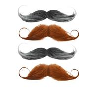 4 Pcs Fake Moustache,Fake Beards,Self Adhesive Beard Costume Novelty Mustache Black,Curly Fancy Dress Moustache, Detective Moustache False Beard for Mexican Masquerade Party Makeup Party