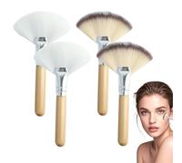 4 Pcs Fan Brushes for facials Esthetician Fluffy Fan Brush Soft Bristle Highlighter Brush Face Makeup Tools for Women Girls Powder Blush (White and Tricolor)