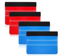 4 PCS Felt Edge Squeegee, 10 X 7cm Vinyl Window Squeegee, Vinyl Wrap Tool Kit Squeegee Window Cleaner Wallpaper Smoother, Blue & Red