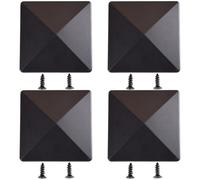 4 PCS Fence Post Cap,4x4" Square Post - Rot Protection,Weather Resistant ABS Plastic Enhances Fence Aesthetics,Pyramid Fence Post Protector,Black Deck Post Caps Neat Toppers for Fence Posts
