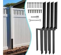 4 Pcs Fence Post Repair Kit, Heavy Duty Fence Post Anchor with Black Powder-Coated,Post Buddy Fence Repair Tilted/Broken Wood Fence Post