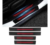 4 Pcs Fiber Car Door Sill Protectors for Opel Mokka-e EV Elektro 2021-2023 2024 2025, Carbon Fiber Threshold Scuff Plate Cover Car Kick Plates(Red)