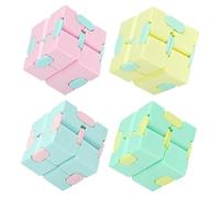 4 Pcs Fidget Cubes For Kids Infinity Cube Fidget Toy Fidget Toys Cube Cube Fidget Toy Cute Puzzle Flip Cube Anxiety Relief Relaxing Toy (Blue, Yellow, Pink, Green)
