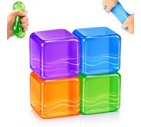 4 PCS Fidget Toys Squishy Stress Cube, Sensory Ice Cube Squishy Stress Balls, Sugar Ball Fidget Squeeze Cube, Fidget Balls Sensory Anxiety Relief Item Squeeze Toys for Kids Adults(Small) (A)