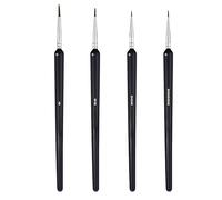 4 PCS Fine Detail Paint Brush Set - Precision Mini Thin Paint Brushes in Sizes 0, 00, 000, 0000 - Ideal for Acrylic, Oil, Watercolour, Nail Art & Model Painting - Wooden Handles (Black)