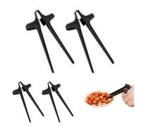 4 Pcs Finger Chopsticks,Plastic Portable Snack Chopsticks,Reusable Snack Clips,Convenient Snacks Tweezer Tongs,for Working Studying Gamers Playing Keep Your Hands Clean in Home(Black)