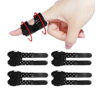 4 Pcs Finger Splint,Trigger Finger Splint Brace Finger Support for Straighten Broken Bent Finger,Arthritis Pain Relieve,Mallet Finger Splint for All Fingers,Adjustable & Breathable(Black with holes)