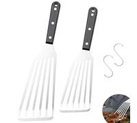 4 PCS Fish Spatula Set, Fish Slice for Non Stick Pans, Cooking Spatula with ABS Handle, Stainless Steel Kitchen Utensils Durable Suitable for Frying Steak Fishs and Pizza