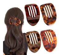 4 PCS Flat Claw Clip, Flat Hair Claw Clips, Non-slip Strong Hold Hair Claw Clips for Thick Hair, Flat Hair Clips Vintage Claws Clip Curved Design Strong Hold for Women and Girls (B)