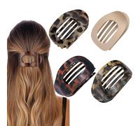 4 PCS Flat Claw Clip for Women, Round Lay Down Hair Clips Girls, French Strong Hold Hair Barrettes for Thick Thin Hair,Comfortable Curved Flat Clips for Lying,Daily Styling Gifts (Mixed)