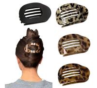 4 Pcs Flat Hair Claw Clip for Thick Thin Hair Women, Curved Design Non-Slip Grip Strong Hold Hair Claw Duckbill Clip Shark Clip Accessories (Tortoise Shell)
