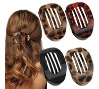 4 PCS Flat Hair Claw Clips for Thick Hair - Curved Design French Flat Hair Clips - Leopard Print Curved Duckbill Hair Clips Set,Comfortable Round Lay Down for Women Girls