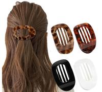 4 PCS Flat Hair Claw Clips for Women, Round Lay Down Hair Clips, French Flat Round Clip for Thick or Thin Hairs, Matte Large Lay Flat Hairs Clip Strong Hold No Slip Hairr Barrettes Gifts (B)