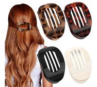 4 PCS Flat Hair Clips for Women, Curved Design Hair Clip for Lying, Driving - Amber Strong Hold Claw Clips for Thin, Thick Hairs, Hairs Accessories for Women and Girls