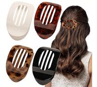 4 PCS Flat Hair Clips for Women - Ergonomic Curved Hair Claw Clips for Lying Driving, Matte Strong Hold Hairs Claw Clips Tortoiseshell Leopard for Thick Thin Curly Hairs Women Girls
