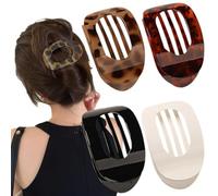4 PCS Flat Hair Clips for Women, Flat Claw Clip, Round Lay Down Hair Clip, Tortoiseshell Leopard Flat Hair Clip, Hair Clips for Thin, Thick Hair, Hair Accessories for Women and Girls