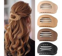 4 PCS Flat Hair Clips, Round Lay Down Hair Claw Clips for Women Girls,Non-slip Strong Hold for Thick Thin Accessories Comfortable (C)