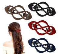 4 PCS Flat Hair Clips, Vintage French Concord Hair Barrettes for Women, No Slip Snap Banana Hairclips for Thin Long Short Hairs Stylish Strong Hold Flat Hairs Accessories for Women Girls (4 Colors)