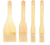 4 Pcs Flat Hake Brushes, Hake Paint Brush for Watercolor, Sheep Hair Brushes for Painting, Pottery, Baking, Large Area Flat Brush Set in Three Size