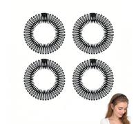 4 Pcs Flexi Comb Headband, Full Circular Stretch Zig-Zag Hairband, Flexible Plastic Circle Tooth Hair Comb Band for Women Girls (Black)
