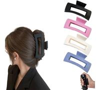 4 PCS Flexible Claw Clip, Cozy Clip for Women, Soft Silicone Hair Clips Include Black, Beige, Pink, Blue, Secure Hold for Thick Long Hair, Ideal for Daily Hairstyling, Gym and Special Occasions