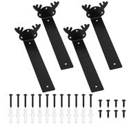 4 Pcs Floating Shelf Brackets, Black Shelf Brackets Heavy Duty, Wall Brackets for Shelves Brackets, Metal L Brackets Scaffold Board Wooden Board Shelf Support Brackets(Black/Antler, 255mm/10")
