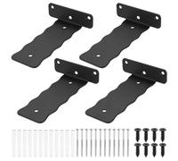 4 Pcs Floating Shelf Brackets Heavy Duty, 6" Scaffold Board Shelf Brackets, Rustic Black Metal L Brackets for Shelves, Wall Mounted Shelving Brackets for Walls Scaffold Boards Shelf Supports