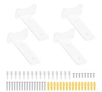 4 Pcs Floating Shelf Brackets Heavy Duty, White Wall Brackets for Shelves, Scaffold Board Shelf Brackets for Shelves, Metal Shelf Support Brackets Wall Mounted, Cat Ear Style(125 mm/5 inch)