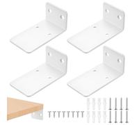 4 Pcs Floating Shelf Brackets, Scaffold Board Shelf Brackets & Supports, 3.62 Inch Heavy Duty Metal White Shelf L Wall Brackets for Shelves Bracket, Wall Mounted Shelving Brackets for Hanging