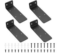 4 Pcs Floating Shelf Brackets, Scaffold Board Shelf Brackets & Supports, 5.59 Inch Heavy Duty Metal Black L Wall Bracket for Shelves, Wall Mounted Shelving Bracket for Hanging
