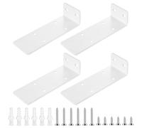 4 Pcs Floating Shelf Brackets, Scaffold Board Shelf Brackets & Supports, 5.59 Inch Heavy Duty Metal White L Wall Bracket for Shelves, Wall Mounted Shelving Bracket for Hanging