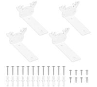 4 Pcs Floating Shelf Brackets, White Shelf Brackets Heavy Duty, Wall Brackets for Shelves Brackets, Metal L Brackets Scaffold Board Wooden Board Shelf Support Brackets(White/Antler, 125mm/5")