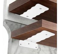 4 Pcs Floating Shelf White Heavy Duty, 6" Scaffold Board Shelf Whiteet, Rustic White Metal L Brackets for Shelves, Wall Mounted Shelving Bracket for Walls Scaffold Boards Supports