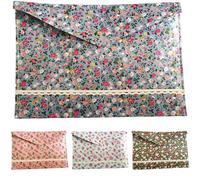 4 Pcs Floral File Folders, A4 Felt Document Folder Organizer with Lace Trim, 13 x 9.3 in Portable Folder, 1.5 oz Lightweight Vintage Pattern Set for Office Home Documents