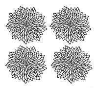 4 Pcs Floral Placemats 38cm Scratch Resistant Plastic(Black) | Layered floral cutout, elegant decor, heat resistant protection, flexible plastic, 38cm size