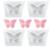 4 Pcs Flower Butterfly Silicone Molds Floral Epoxy Resin Molds 3D Butterfly Candle Molds Scented Plaster Soap Clay Wax Molds for DIY Crafts Candle Making