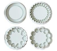 4 Pcs Flower Cookie Cutter 3D Baking DIY Cute Press Cookie Cutter Shapes Kitchen Embossing Decorating Biscuit for Jam-Filled Cookies, Fondant, Chocolates, Clay Baking Molds (White) Mold