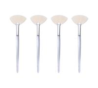 4 Pcs Fluffy Facial Mask Fan Brush White Soft Skincare Brushes Mud Makeup Applicator Brushes Face Highlighting Brush Esthetician Cosmetic Tools with Clear Handle for Women Girls Small 18cm