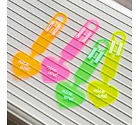 4 PCS Fluorescence Heart Shaped Luggage Tags Plastic Suitcase Tag Durable Travel Bags Labels Baggage Bag, (Pink Yellow Green Orange)