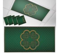 4 PCS Fluorescent Light Covers for Ceiling Light,St. Patrick's Day Blackish Green Clover Leaf Magnetic Light Filters Fluorescent Light Shade Panel,Irish Celtic Knots Light Covers for Home