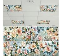 4 Pcs Fluorescent Light Covers for Classroom Ceiling Light 4 x 2 Feet Magnetic Lights Covers Filter Easy Install for Office Hospitals Home Supplies(Retro Magnolia)