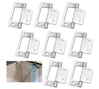 4 Pcs Flush Hinges, 2 Inch Silver Flush Hinges for 18mm MDF, Stainless Steel Flush Door Hinges Perfect for Cabinets Cupboards Shed Doors DIY Wood Projects and Furniture Fittings (8)