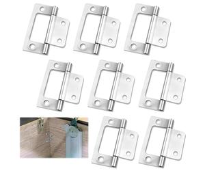 4 Pcs Flush Hinges, 2 Inch Silver Flush Hinges for 18mm MDF, Stainless Steel Flush Door Hinges Perfect for Cabinets Cupboards Shed Doors DIY Wood Projects and Furniture Fittings (8)