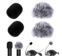 4 PCS Foam Microphone Windscreens ＆ Furry Cover, Mini Wireless Furry Windscreen, High Density Microphone Windscreen for Lavalier Microphones Noise Reduction