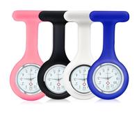 4 Pcs Fob Watches for Nurses, Pocket Clock with Pin Fob Watch, Infection Control Design Health Care Pocket Watches for Nurses Doctors Paramedic, Easy to Carry Nurses Watch(Pink Black White)