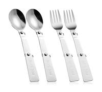 4 PCS Foldable Fork and Spoon Set,Tableware for Outdoors Travel Camping Replacement Utensils,Stainless Steel Folding Spoon and Fork,Camping Spoon Compatible with Thermos Funtainer 16oz Food Jar