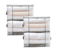 4 Pcs Foldable Large Clothes Storage Bags - 80L Clear, Zippered with Reinforced Handle for Bedding, Comforter, Blanket